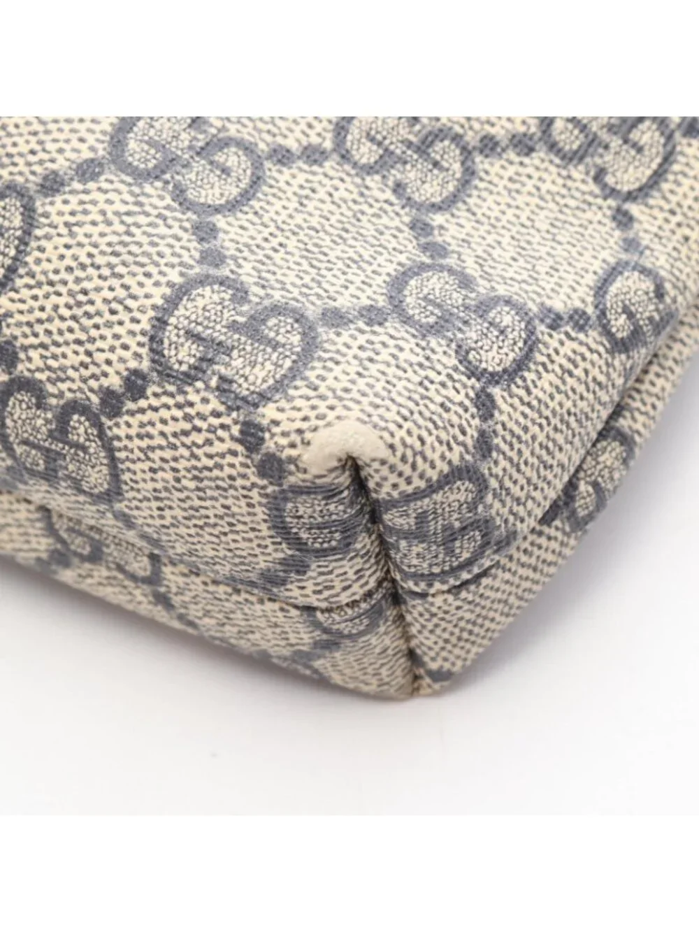 Gucci Shoulder Bag GG Supreme Beige Navy Canvas Leather